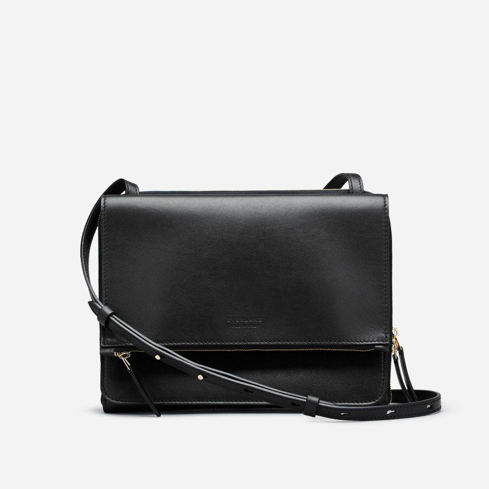 Everlane Black Leather Crossbody Foldover